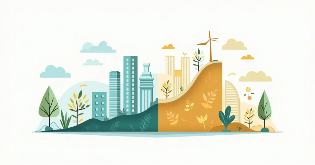 Gráfico ilustrativo de LCI e LCA, com ícones representando edificações e agricultura.