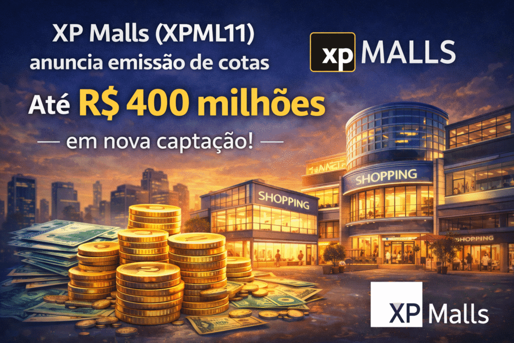 XP Malls (XPML11) anuncia nova emissão de cotas e busca captar até R$ 400 milhões